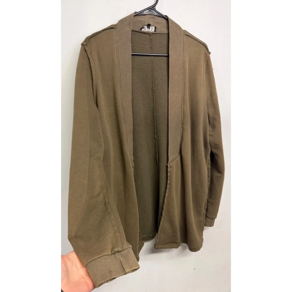 POL Clothing Women Olive Green Open Front Shawl Collar Cardigan Size Medium‎